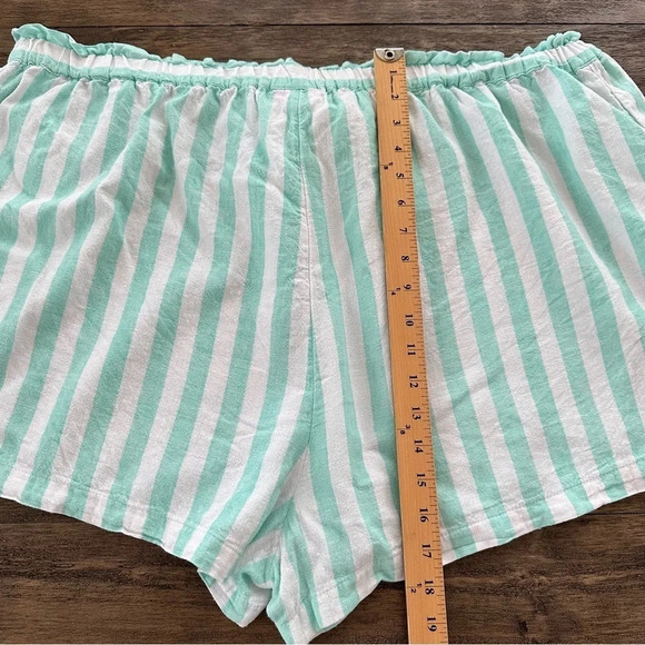 Stoney Clover X Target Plus Size 2X Aqua Striped Shorts Linen Blend Summer White - Picture 6 of 7